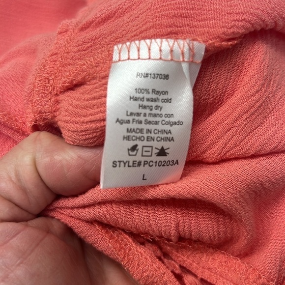 Paper Crane spaghetti straped top. Peach colored. Has 2 lines of circle cutouts - Picture 10 of 12